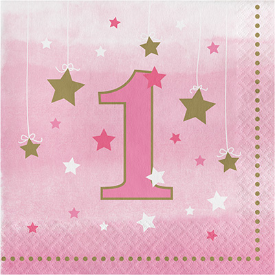One Little Star Girl Lunch Napkins 1st Birthday - party supplies australia
