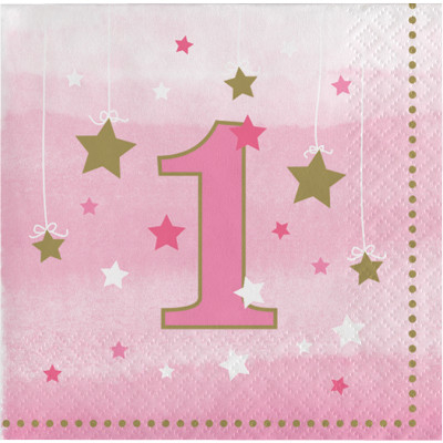 One Little Star Girl Beverage Napkins 1st Birthday - party supplies australia