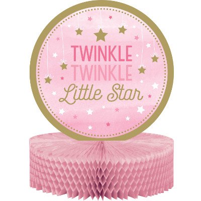 One Little Star Girl Centrepiece Honeycomb Twinkle Twinkle Little Star 30cm x 22cm - party supplies australia