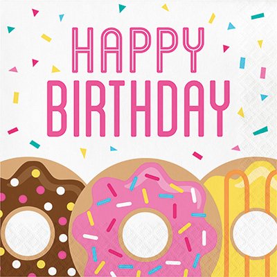 Donut Time Lunch Napkins Happy Birthday - party supplies australia