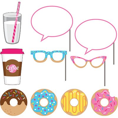 Donut Time Photo Booth Props Assorted Designs - party supplies australia