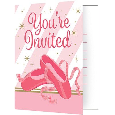 Twinkle Toes Invitations Foldover Style 12cm x 10cm - party supplies australia