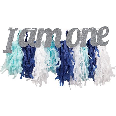 High Chair Decoration Kit Blue I am one Glittered - party supplies australia