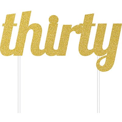 Cake Topper thirty Gold Glittered - party supplies australia