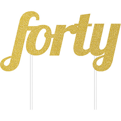 Cake Topper forty Gold Glittered - party supplies australia