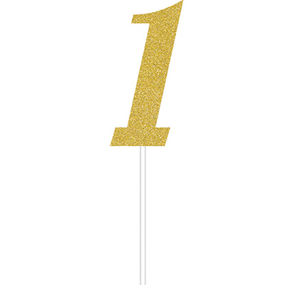 Cake Topper Number 1 Gold Glittered - party supplies australia