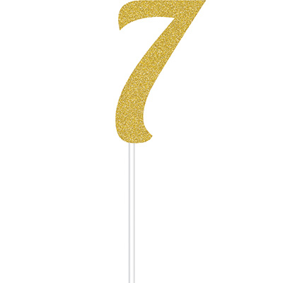 Cake Topper Number 7 Gold Glittered - party supplies australia