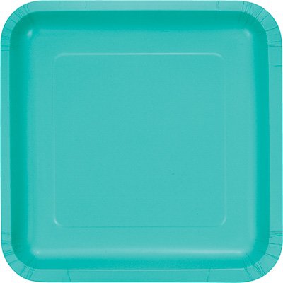 Teal Lagoon Square Dinner Plates Paper 23cm - party supplies australia