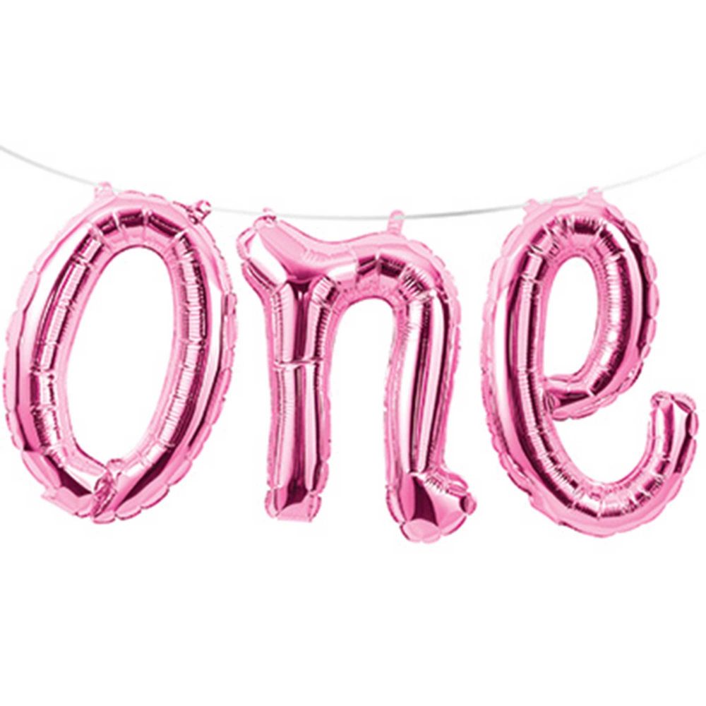 Shape one Pink Balloons Foil Banner Air Fill Only - party supplies australia