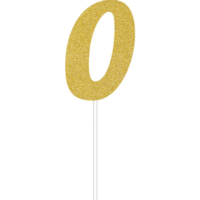 Cake Topper Number 0 Gold Glittered - party supplies australia
