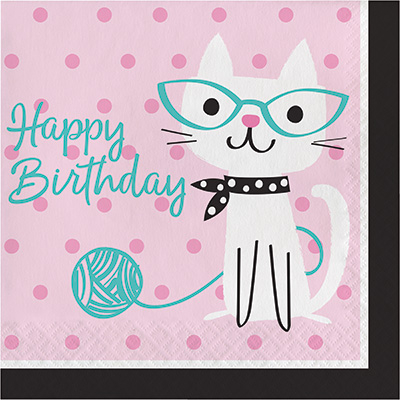 Purrfect Party Lunch Napkins Happy Birthday - party supplies australia