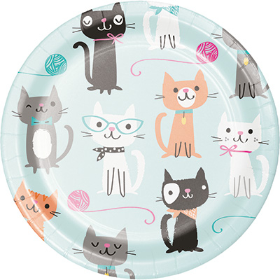 Purrfect Party Lunch Plates Paper 18cm - party supplies australia
