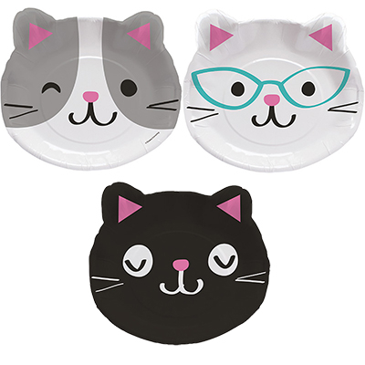 Purrfect Party Dinner Plates Shaped Paper 23cm - party supplies australia