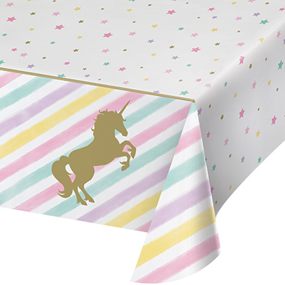 Unicorn Sparkle Tablecover Plastic All Over Print 137cm x 259cm - party supplies australia