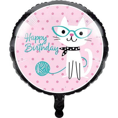 45cm Purrfect Party Happy Birthday Cat Foil Balloon - party supplies australia