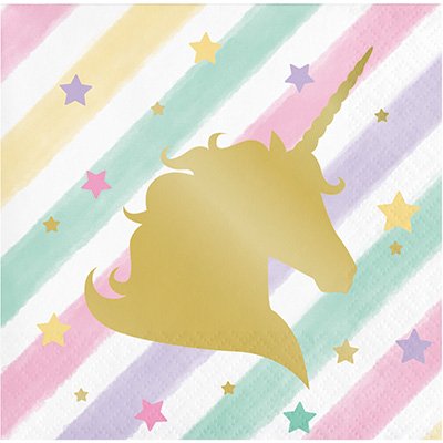 Unicorn Sparkle Beverage Napkins Foil Stamped - party supplies australia