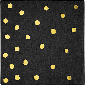Touch of Colour Black Velvet & Gold Foil Dots Beverage Napkins - party supplies australia