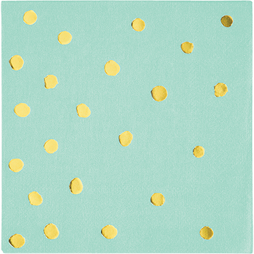 Touch of Colour Fresh Mint & Gold Foil Dots Beverage Napkins - party supplies australia