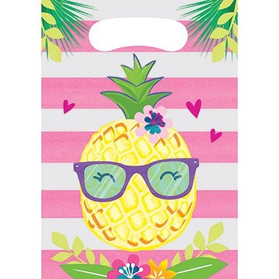 Pineapple N Friends Loot Bags Plastic 22cm x 16cm - party supplies australia