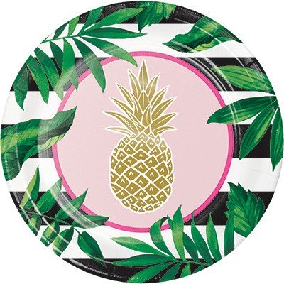 Pineapple Wedding Banquet Plates Paper & Foil Stamped 26cm - party supplies australia