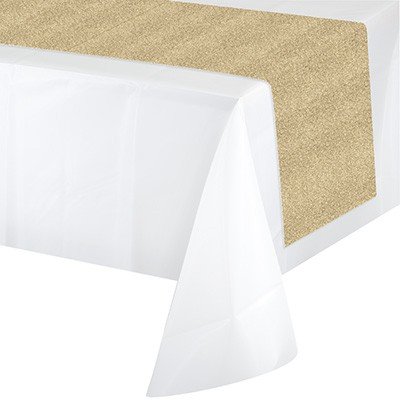 Table Runner Gold Glittered 35cm x 2.13m - party supplies australia