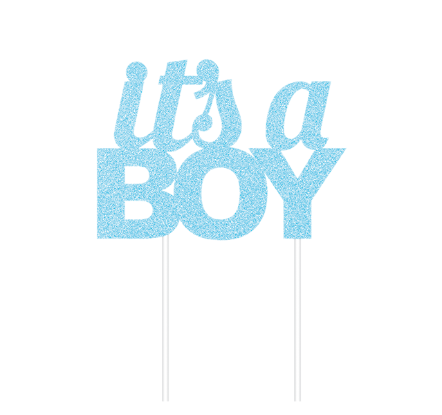Cake Topper it's a BOY Blue Glittered - party supplies australia
