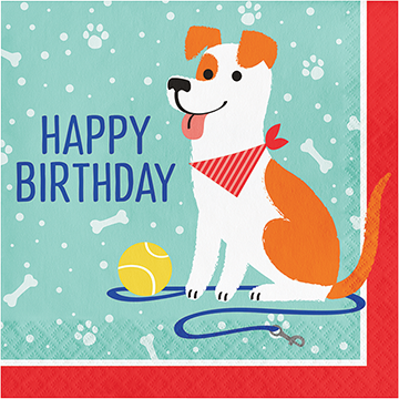 Dog Party Lunch Napkins Happy Birthday - party supplies australia