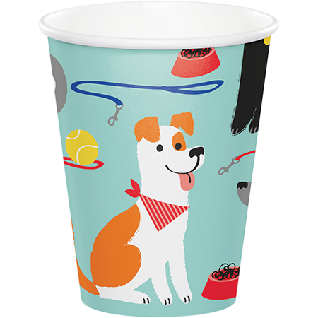 Dog Party Cups Paper 266ml - party supplies australia