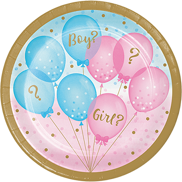 Gender Reveal Balloons Lunch Plates 18cm - party supplies australia