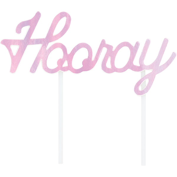 Iridescent Foil Cake Topper Hooray 15cm x 15cm - party supplies australia