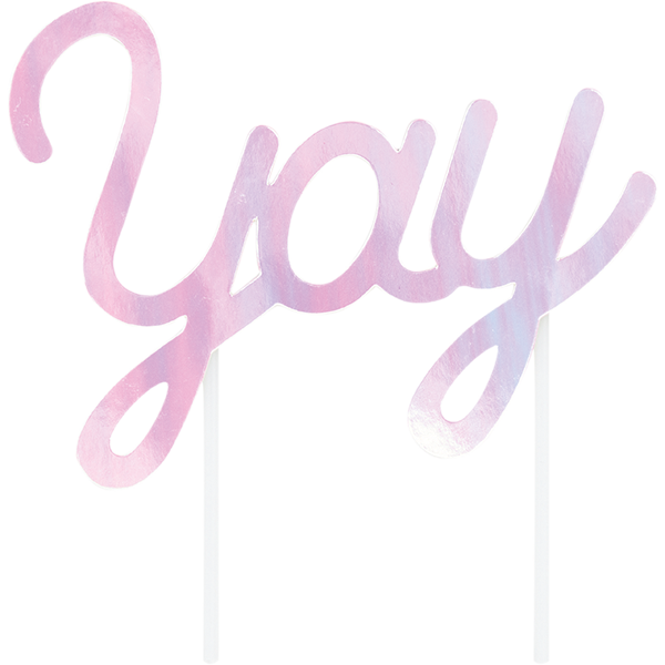 Iridescent Foil Cake Topper Yay 19cm x 15cm - party supplies australia