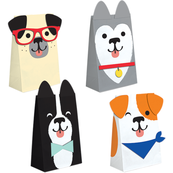 Dog Party Paper Treat Bags 20cm x 11cm - party supplies australia