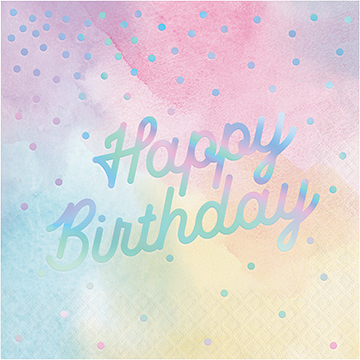 Iridescent Foil Lunch Napkins Happy Birthday - party supplies australia