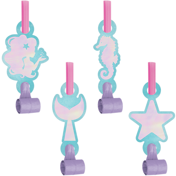 Mermaid Shine Iridescent Blowouts with Medallions - party supplies australia