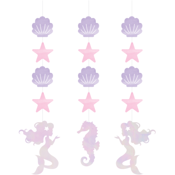 Mermaid Shine Iridescent Hanging String Cutouts 57cm - party supplies australia