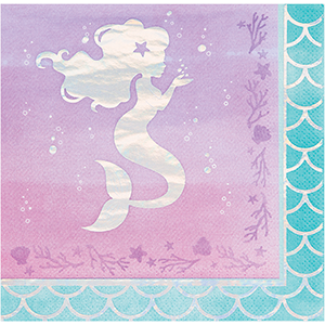 Mermaid Shine Iridescent Lunch Napkins - party supplies australia