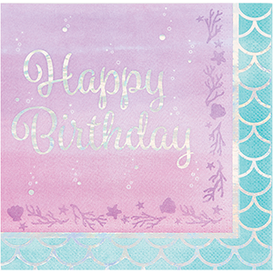 Mermaid Shine Iridescent Lunch Napkins Happy Birthday - party supplies australia