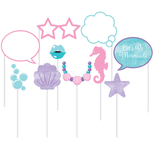 Mermaid Shine Iridescent Photo Booth Props Assorted Designs - party supplies australia