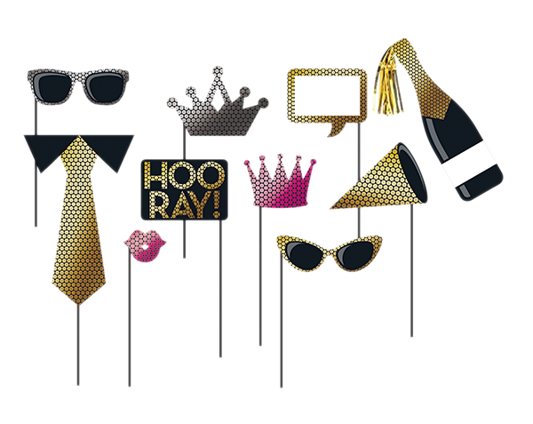 Gold Foil Decor Photo Booth Props Assorted Designs - party supplies australia
