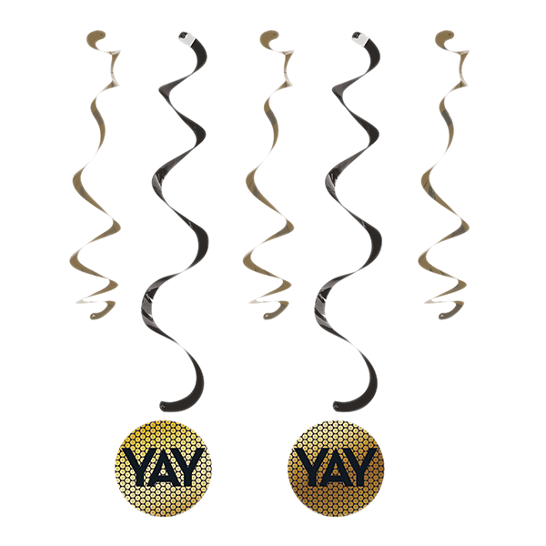Gold Foil Decor Dizzy Danglers Hanging Swirls YAY 83cm - party supplies australia