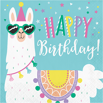 Llama Party Lunch Napkins HAPPY Birthday - party supplies australia