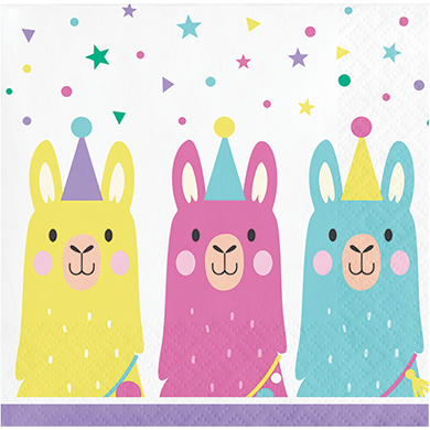 Llama Party Beverage Napkins - party supplies australia