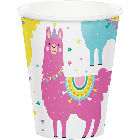 Llama Party Cups Paper 266ml - party supplies australia