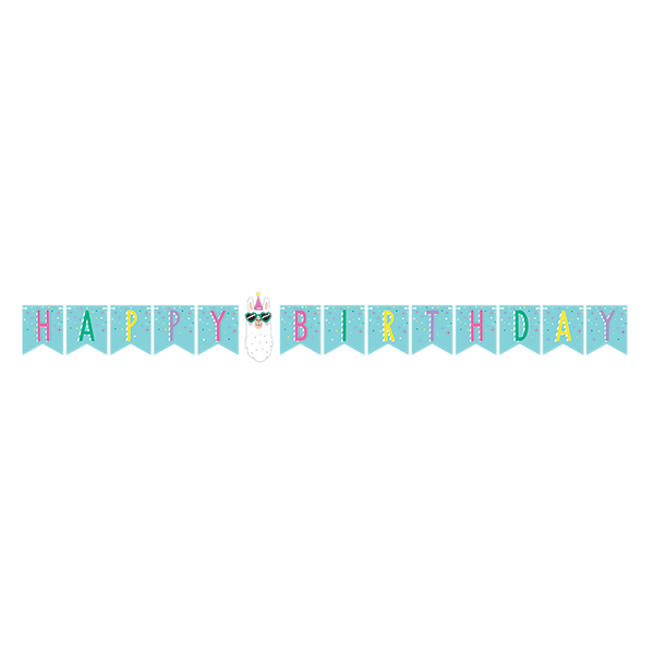 Llama Party Happy Birthday String Banner 15cm x 1.67m - party supplies australia