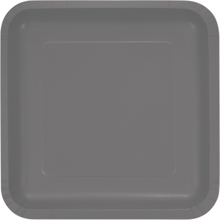Glamour Gray Square Dinner Plates Paper 23cm - party supplies australia