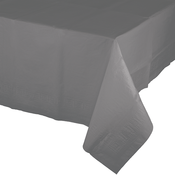 Glamour Gray Tablecover Tissue & Plastic Back 137cm x 274cm - party supplies australia