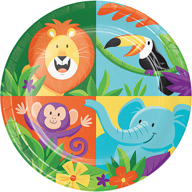 Jungle Safari Lunch Plates Paper 18cm - party supplies australia