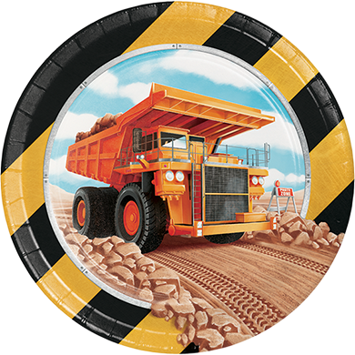 Big Dig Construction Lunch Plates Paper 18cm - party supplies australia