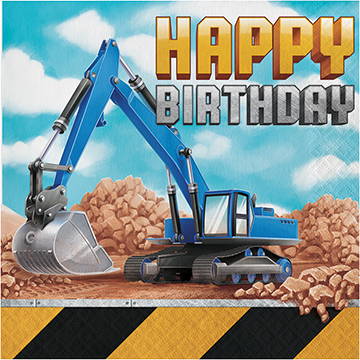 Big Dig Construction Lunch Napkins Happy Birthday - party supplies australia