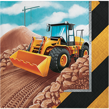 Big Dig Construction Beverage Napkins - party supplies australia